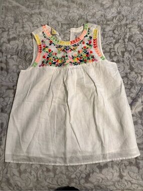 White Embroidered Floral Tank Top - women size small, j crew, NWOT